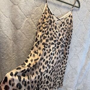 Y2K Peach Love California Leopard Print Satin Slip Dress medium Date Girls Night